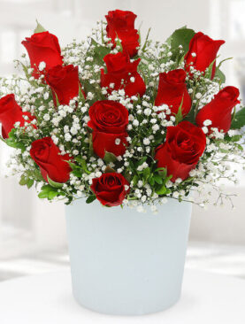 12 kırmızı gül seramik