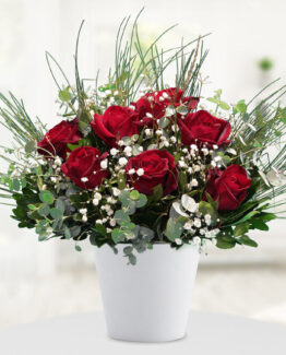 11 kırmızı gül seramik