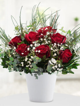 11 kırmızı gül seramik